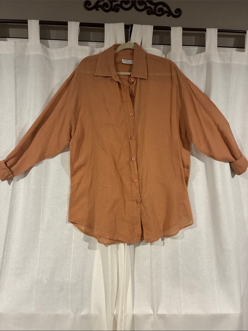 Oversized Rust Button-Down Shirt - Women